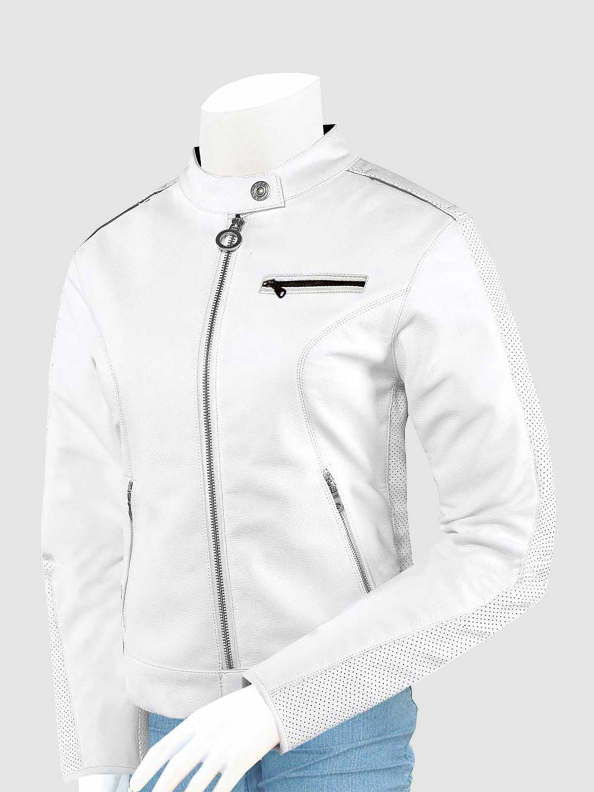 Womens White Motorcycle Leather Jacket