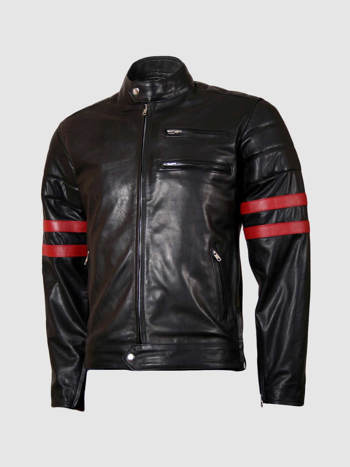Men's Black & Red Leather Jacket | Leather Jacket Master