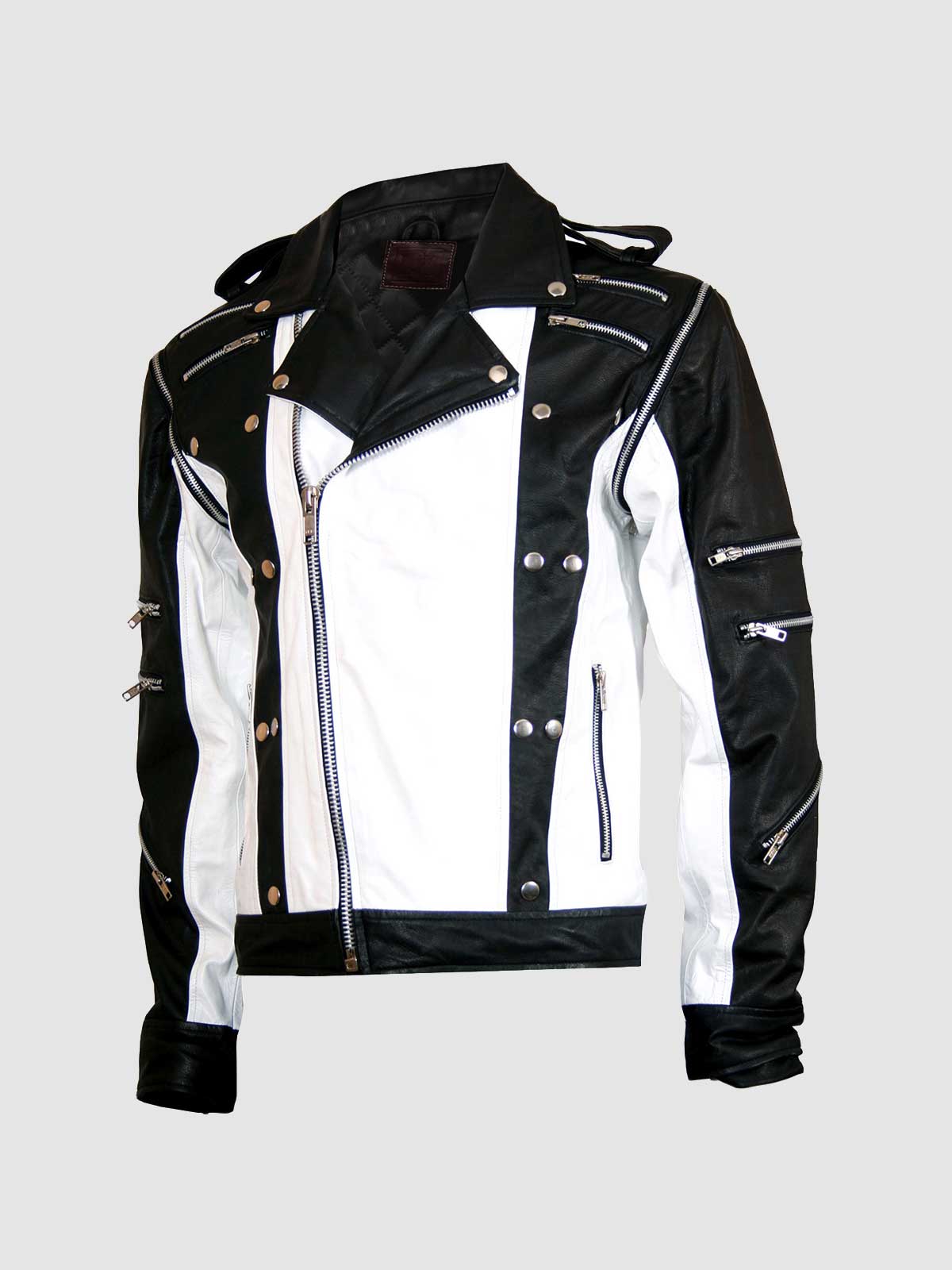 Men's Black & White Leather Jacket | Leather Jacket Master