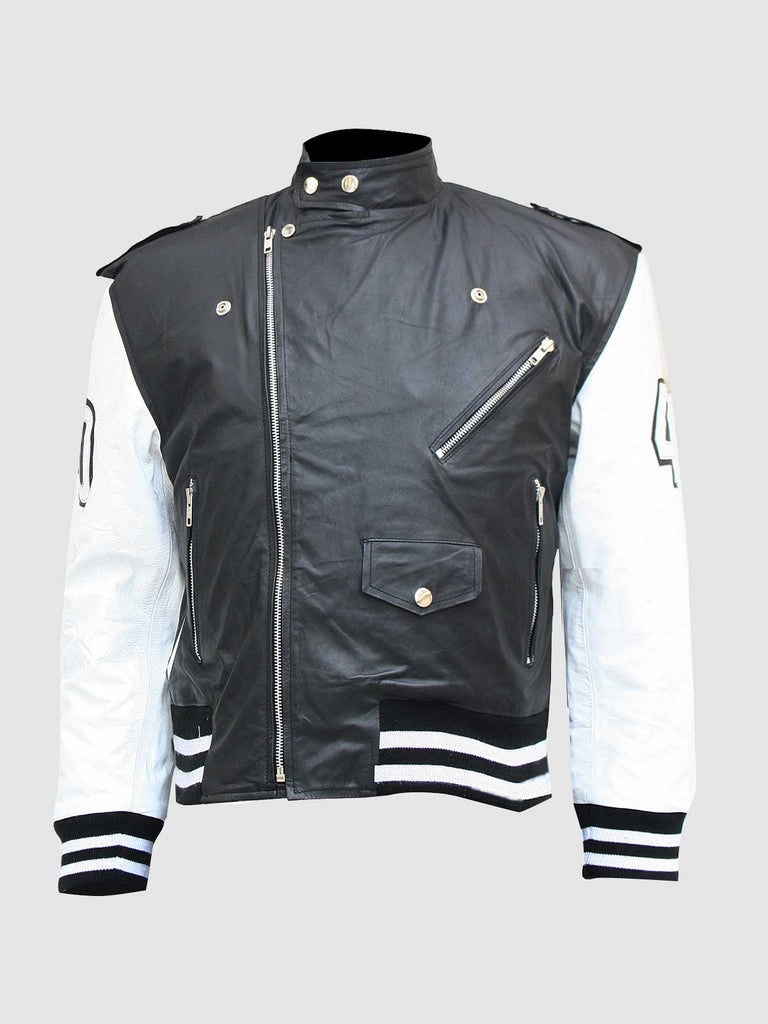 Stylish Piped Leather Biker Jacket for men with double breast style